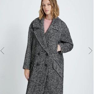 NWT 7forallmankind DOUBLE BREASTED WOOL COAT IN HERRINGBONE, size S